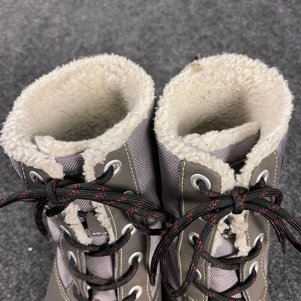 KEEN Elsa Boots Womens 9 Gray Waterproof Duck Winter Fleece Lined Lace Up